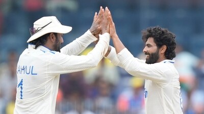 Local boy R Ashwin was pick of the Indian bowlers, while Ravindra Jadeja returned 3-58 and claimed the final wicket to wrap things up before Lunch. (AP) Local boy R Ashwin was pick of the Indian bowlers, while Ravindra Jadeja returned 3-58 and claimed the final wicket to wrap things up before Lunch. (AP)