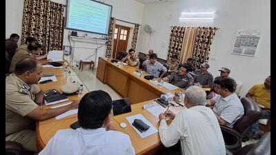 Meeting of senior police and administration officials underway in Prayagraj. (HT photo)