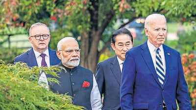 PM Narendra Modi with US President Joe Biden, Australian PM Anthony Albanese and Japanese PM Fumio Kishida in Delaware. (ANI) PM Narendra Modi with US President Joe Biden, Australian PM Anthony Albanese and Japanese PM Fumio Kishida in Delaware. (ANI)