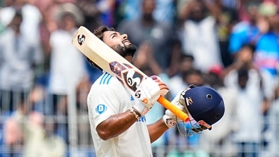 Rishabh Pant celebrates his century on the third day of the first test cricket match between India and Bangladesh (PTI) Rishabh Pant celebrates his century on the third day of the first test cricket match between India and Bangladesh (PTI)