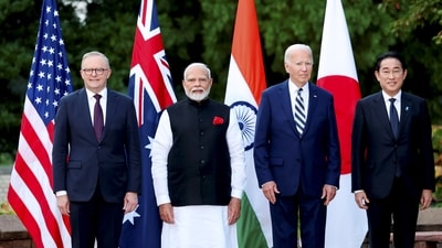 US President Joe Biden, Prime Minister Narendra Modi, Australia's Prime Minister Anthony Albanese (L) and Japan's Prime Minister Fumio Kishida at the Quadrilateral Cancer Moonshot initiative event on the sidelines of the Quad Leaders Summit (PTI) US President Joe Biden, Prime Minister Narendra Modi, Australia's Prime Minister Anthony Albanese (L) and Japan's Prime Minister Fumio Kishida at the Quadrilateral Cancer Moonshot initiative event on the sidelines of the Quad Leaders Summit (PTI)