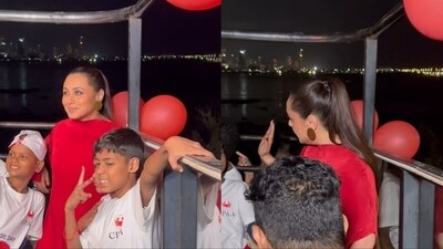 Rani Mukerji posed with kids in Mumbai. Rani Mukerji posed with kids in Mumbai.
