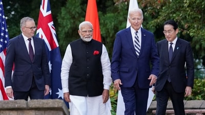U.S. President Joe Biden, Japan's Prime Minister Fumio Kishida, Australia's Prime Minister Anthony Albanese and India's Prime Minister Narendra Modi arrive for a Cancer Moonshot announcement at the Quad leaders summit in Claymont, Delaware, U.S., September 21, 2024. REUTERS/Kevin Lamarque (REUTERS)