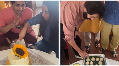 Aditi Rao Hydari, Siddharth, and Rajkummar Rao were seen having a gala time at Farah Khan's house. Aditi Rao Hydari, Siddharth, and Rajkummar Rao were seen having a gala time at Farah Khan's house.
