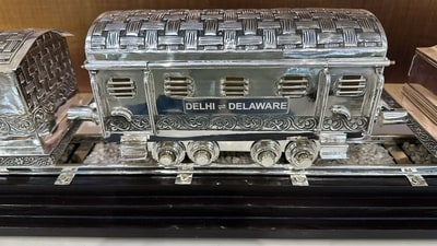 PM Modi gifted a silver vintage train model made by Indian artisans to President Joe Biden PM Modi gifted a silver vintage train model made by Indian artisans to President Joe Biden