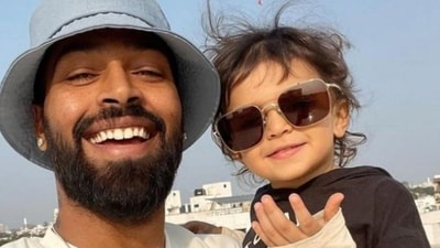 Hardik Pandya with his son Agastya last year. (Instagram) Hardik Pandya with his son Agastya last year. (Instagram)