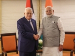 PM Narendra Modi with President Mahmoud Abbas in New York,