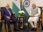Prime Minister Narendra Modi with Palestinian Authority President Mahmoud Abbas during a meeting, in New York. Prime Minister Narendra Modi with Palestinian Authority President Mahmoud Abbas during a meeting, in New York.