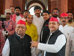 Samajwadi Party MPs Akhilesh Yadav, Awadhesh Prasad and others during the Monsoon session of Parliament in New Delhi. Samajwadi Party MPs Akhilesh Yadav, Awadhesh Prasad and others during the Monsoon session of Parliament in New Delhi.