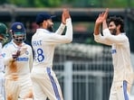 India's Ravindra Jadeja with teammates celebrates the dismissal of Bangladesh's Najmul Hossain Shanto on the fourth day of the first Test cricket match between India and Bangladesh, at MA Chidambaram Stadium India's Ravindra Jadeja with teammates celebrates the dismissal of Bangladesh's Najmul Hossain Shanto on the fourth day of the first Test cricket match between India and Bangladesh, at MA Chidambaram Stadium