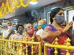 Devotees at the Tirumala Tirupati Devasthanams temple. 