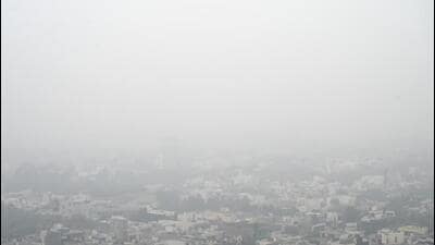 A hazy view of the city seen amid rising air pollution levels Delhi NCR, in Noida in January 2024. (HT Archive) A hazy view of the city seen amid rising air pollution levels Delhi NCR, in Noida in January 2024. (HT Archive)