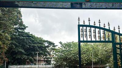 A view of the BBMP school ground after its gate broke and fell on the head of a student leading to his death, in Malleshwaram in Bengaluru on Monday. (ANI) A view of the BBMP school ground after its gate broke and fell on the head of a student leading to his death, in Malleshwaram in Bengaluru on Monday. (ANI)