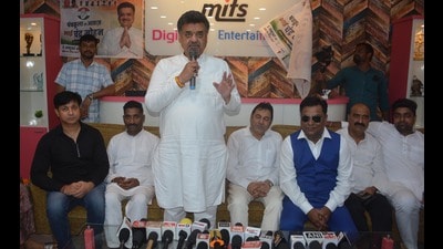 Congress candidate Chander Mohan during canvassing in Panchkula on Monday. (Sant Arora/HT)