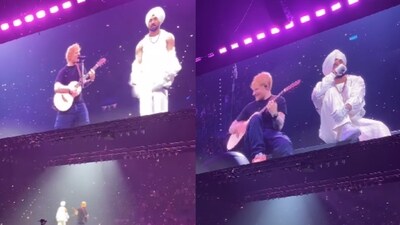 Ed Sheeran with Diljit Dosanjh at latter's concert in Birmingham Ed Sheeran with Diljit Dosanjh at latter's concert in Birmingham