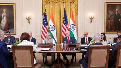 In June 2023, at the tech roundtable with PM Narendra Modi and President Joe Biden, Vrinda Kapoor (second on Biden’s left) represented India’s start-up world. Modi’s visit set the foundations of the fab project. (HT) In June 2023, at the tech roundtable with PM Narendra Modi and President Joe Biden, Vrinda Kapoor (second on Biden’s left) represented India’s start-up world. Modi’s visit set the foundations of the fab project. (HT)