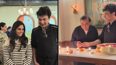 Isha and Mukesh Ambani with Vikas Khanna at his New York restaurant. (Instagram/@vikaskhannagroup) Isha and Mukesh Ambani with Vikas Khanna at his New York restaurant. (Instagram/@vikaskhannagroup)