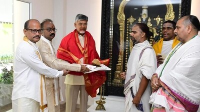 Andhra Pradesh chief minister N. Chandrababu Naidu with Executive Officer of Tirumala Tirupati Devasthanams (TTD), J. Shyamala Rao. (PTI file photo) Andhra Pradesh chief minister N. Chandrababu Naidu with Executive Officer of Tirumala Tirupati Devasthanams (TTD), J. Shyamala Rao. (PTI file photo)