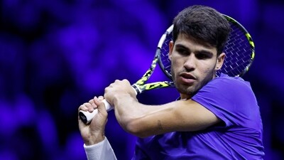Spain's Carlos Alcaraz in action. (AFP)