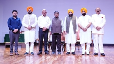Five AAP MLAs inducted into the Punjab Cabinet on Monday (ANI) Five AAP MLAs inducted into the Punjab Cabinet on Monday (ANI)