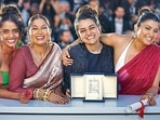 (From left) Actors Kani Kusruti and Chhaya Kadam, director Payal Kapadia and actor Divya Prabha of All We Imagine as Light, which won the Grand Prix, the second-most-prestigious prize at Cannes 2024. (File Photo/ Reuters)