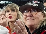 FILE - Taylor Swift stands with Donna Kelce after an AFC Championship NFL football game between the Kansas City Chiefs and the Baltimore Ravens, Sunday, Jan. 28, 2024, in Baltimore.   (AP Photo/Julio Cortez)