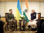 Ukrainian President Volodymyr Zelenskyy with PM Narendra Modi. 