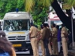 Mumbai: Body of Badlapur sexual assault case accused Akshay Shinde is brought to the JJ Hospital for postmortem, in Mumbai, Tuesday, Sept. 24, 2024. (PTI Photo) (PTI09_24_2024_000082B)