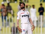 Pakistan's Shaheen Shah Afridi celebrates after taking the wicket of Bangladesh's Mehidy Hasan Mirza during the fourth day of first cricket test match between Pakistan and Bangladesh Pakistan's Shaheen Shah Afridi celebrates after taking the wicket of Bangladesh's Mehidy Hasan Mirza during the fourth day of first cricket test match between Pakistan and Bangladesh