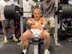 Jake Paul shared a bizarre workout video, wearing a seemingly fake belly