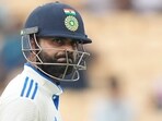 Virat Kohli reacts as he leaves the field after losing his wicket on the second day of the first cricket test match between India and Bangladesh, in Chennai. Virat Kohli reacts as he leaves the field after losing his wicket on the second day of the first cricket test match between India and Bangladesh, in Chennai.
