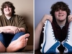 With feet measuring 13.5 inches, 16-year-old Eric Kilburn Jr wears shoes of size 23 in the US or a size 22 for the UK.