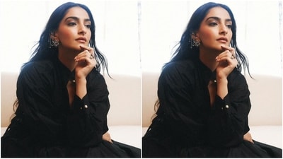 With the help of hairstylist Stéphane Lancien, Sonam styled her luscious black tresses into messy waves, leaving them loose with a middle part to beautifully cascade down her shoulders. (Instagram/@rheakapoor)