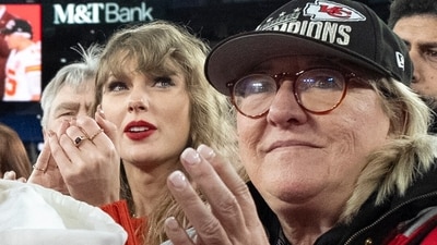 FILE - Taylor Swift stands with Donna Kelce after an AFC Championship NFL football game between the Kansas City Chiefs and the Baltimore Ravens, Sunday, Jan. 28, 2024, in Baltimore. (AP Photo/Julio Cortez) (AP) FILE - Taylor Swift stands with Donna Kelce after an AFC Championship NFL football game between the Kansas City Chiefs and the Baltimore Ravens, Sunday, Jan. 28, 2024, in Baltimore. (AP Photo/Julio Cortez) (AP)