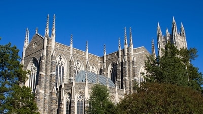 Also ranked sixth, Duke University in Durham, NC, sprawls to 8,693 acres of campus-size. The fee is $69,140. (Shutterstock) Also ranked sixth, Duke University in Durham, NC, sprawls to 8,693 acres of campus-size. The fee is $69,140. (Shutterstock)