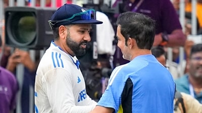 Indian Coach Gautam Gambhir and captain Rohit Sharma after winning the first test cricket match against Bangladesh (PTI) Indian Coach Gautam Gambhir and captain Rohit Sharma after winning the first test cricket match against Bangladesh (PTI)