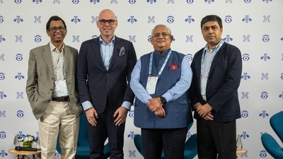 Standing from Left to Right: Subhra Tripathy, Principal at QuantumStreet AI, Hans Dekkers, General Manager, IBM Asia Pacific, Sandip Patel, Managing Director, IBM India & South Asia and Arindam Ghosh, Chief Technology Officer and Prashant Sharma, Chief Investment Officer of Star Union Dai-ichi Life Insurance. Standing from Left to Right: Subhra Tripathy, Principal at QuantumStreet AI, Hans Dekkers, General Manager, IBM Asia Pacific, Sandip Patel, Managing Director, IBM India & South Asia and Arindam Ghosh, Chief Technology Officer and Prashant Sharma, Chief Investment Officer of Star Union Dai-ichi Life Insurance.