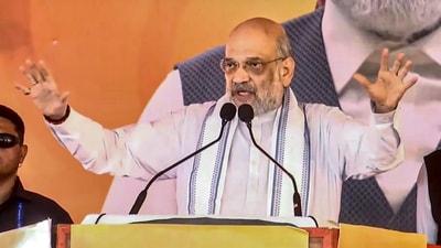 **EDS: SCREENSHOT VIA @AmitShah** Thanamandi: Union Home Minister Amit Shah addresses during a public meeting ahead of Jammu and Kashmir Assembly elections, in Thanamandi, Saturday, Sept. 21, 2024. (PTI Photo) (PTI09_21_2024_000238A) (PTI)