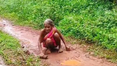 The video of Pathuri Dehury from Keonjhar district crawling to a local panchayat office went viral four days ago. (HT sourced photo) The video of Pathuri Dehury from Keonjhar district crawling to a local panchayat office went viral four days ago. (HT sourced photo)