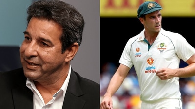 Wasim Akram and Pat Cummins. (ICC/AFP) Wasim Akram and Pat Cummins. (ICC/AFP)