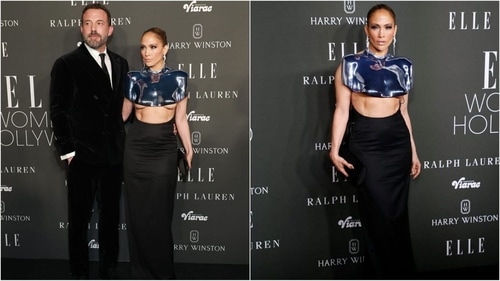 Jennifer Lopez stuns in a silver-blue breastplate from Grace Ling’s Spring/Summer 2024. (Instagram) Jennifer Lopez stuns in a silver-blue breastplate from Grace Ling’s Spring/Summer 2024. (Instagram)