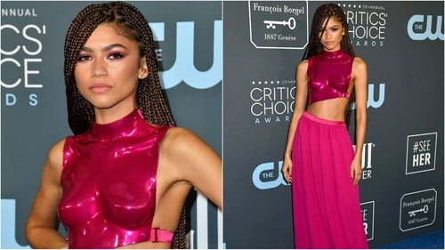 Zendaya rocks a hot-pink metallic breastplate gown at the red carpet (Instagram) Zendaya rocks a hot-pink metallic breastplate gown at the red carpet (Instagram)
