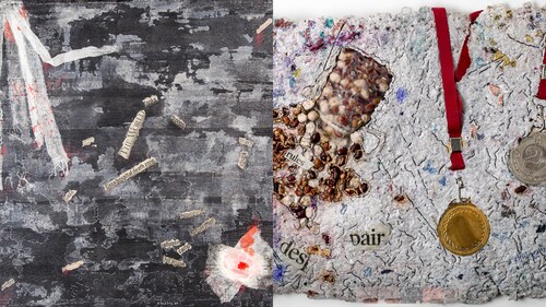 Artworks (left) Gaza Patti and (right) Sau gram Zindagi are among the works on display. Artworks (left) Gaza Patti and (right) Sau gram Zindagi are among the works on display.