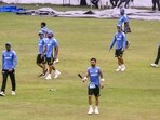 Indian players during a training session ahead of the 2nd Test cricket match between India and Bangladesh, at Green Park Stadium, in Kanpur Indian players during a training session ahead of the 2nd Test cricket match between India and Bangladesh, at Green Park Stadium, in Kanpur
