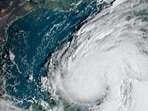 This image obtained from the National Oceanic and Atmospheric Administration (NOAA) shows Tropical Storm Helene on September 25, 2024, at 13:11 UTC. Florida on September 24 started preparing for Helene, due to make landfall later in the week as a powerful Category 3 hurricane. Helene, currently churning over the Caribbean with maximum sustained winds of 50 miles (85kms) per hour, is projected to rapidly strengthen through the Gulf of Mexico before slamming into the Florida coast on September 26, according to the National Hurricane Center. 