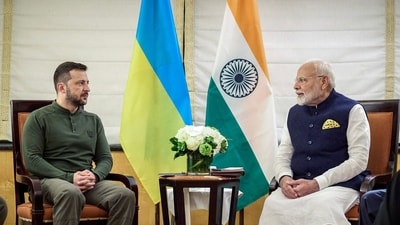 Prime Minister Narendra Modi in a bilateral meeting with Ukrainian President Volodymyr Zelenskyy (DPR) Prime Minister Narendra Modi in a bilateral meeting with Ukrainian President Volodymyr Zelenskyy (DPR)