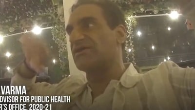 Dr Jay Varma was secretly filmed talking about attending sex parties (X/@scrowder) Dr Jay Varma was secretly filmed talking about attending sex parties (X/@scrowder)