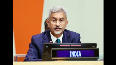 External Affairs Minister S Jaishankar speaks at the G20 Foreign Ministers’ Meeting, in New York on Wednesday. (S Jaishankar-X) External Affairs Minister S Jaishankar speaks at the G20 Foreign Ministers’ Meeting, in New York on Wednesday. (S Jaishankar-X)
