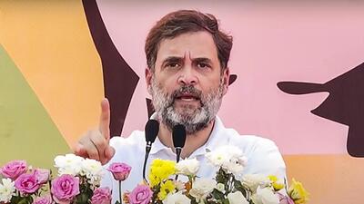 Leader of Opposition in the Lok Sabha Rahul Gandhi addressing a public meeting in Jammu on Wednesday. (PTI Photo) Leader of Opposition in the Lok Sabha Rahul Gandhi addressing a public meeting in Jammu on Wednesday. (PTI Photo)