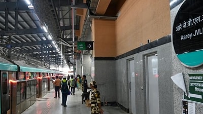 Mumbai, India. Sep 24, 2024: First look at newly constructed Metro Line 3, also known as the Aqua Line, ahead of the inauguration of Mumbai's first underground Metro. Mumbai, India. Sep 24, 2024. (Photo by Raju Shinde/HT Photo) (Hindustan Times) Mumbai, India. Sep 24, 2024: First look at newly constructed Metro Line 3, also known as the Aqua Line, ahead of the inauguration of Mumbai's first underground Metro. Mumbai, India. Sep 24, 2024. (Photo by Raju Shinde/HT Photo) (Hindustan Times)